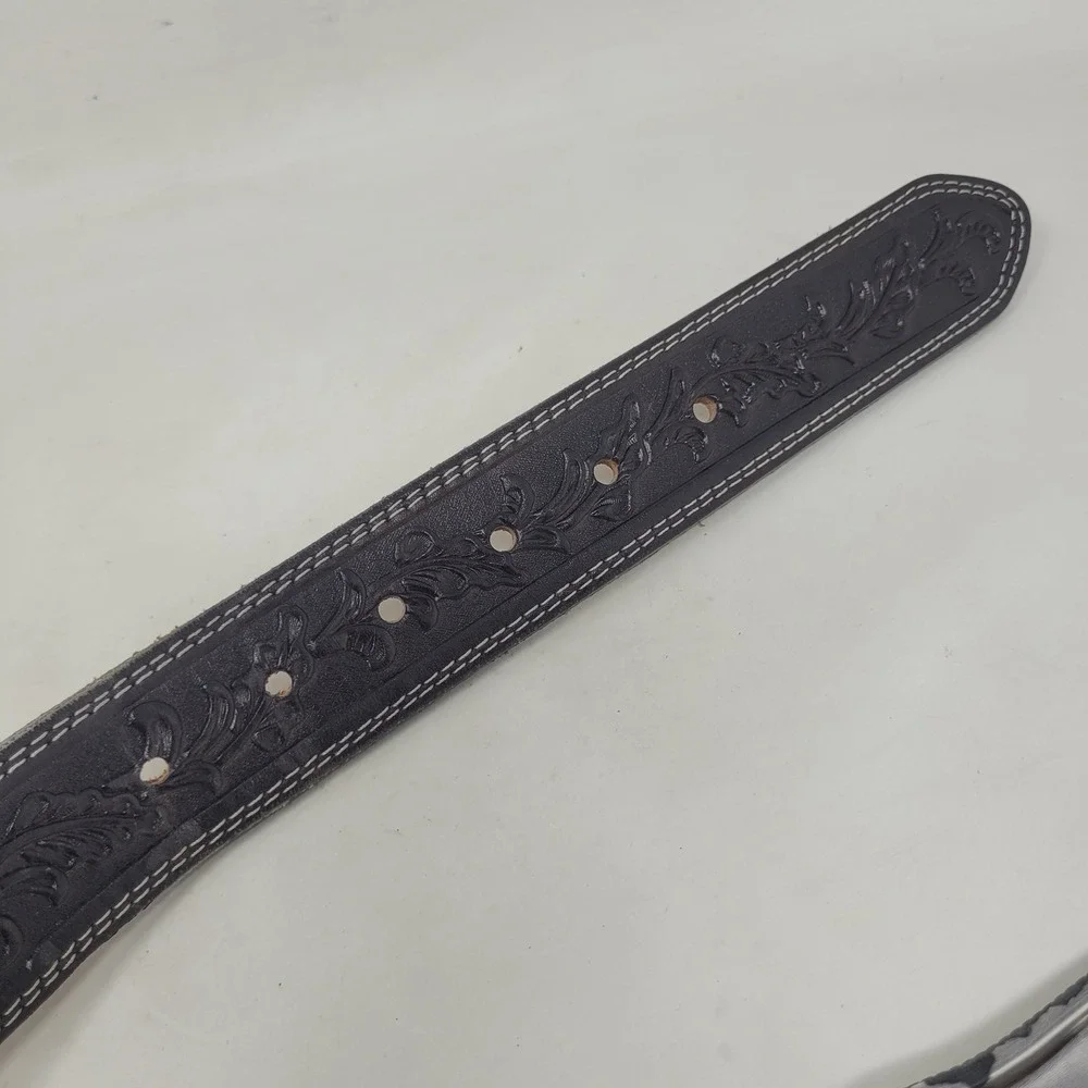 Justin Belt 44 5-Star Ranch Black Leather Floral Tooled C12423 Western Cowboy